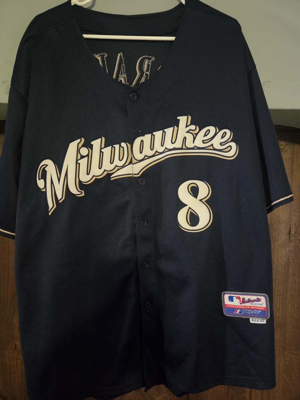 Milwaukee Number 8 Navy Men’s Baseball Jersey